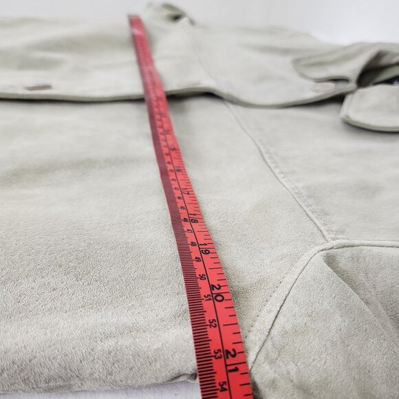 Genuine Leather Sage Green Suede Chore Coat Spring Jacket Coastal Cowgirl Boho - Picture 11 of 16